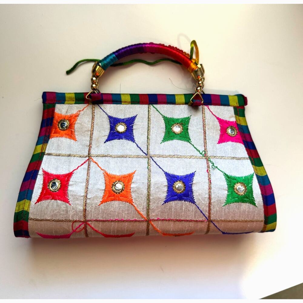 Hand Embroidery Multi Color Wedding Clutch Purse
